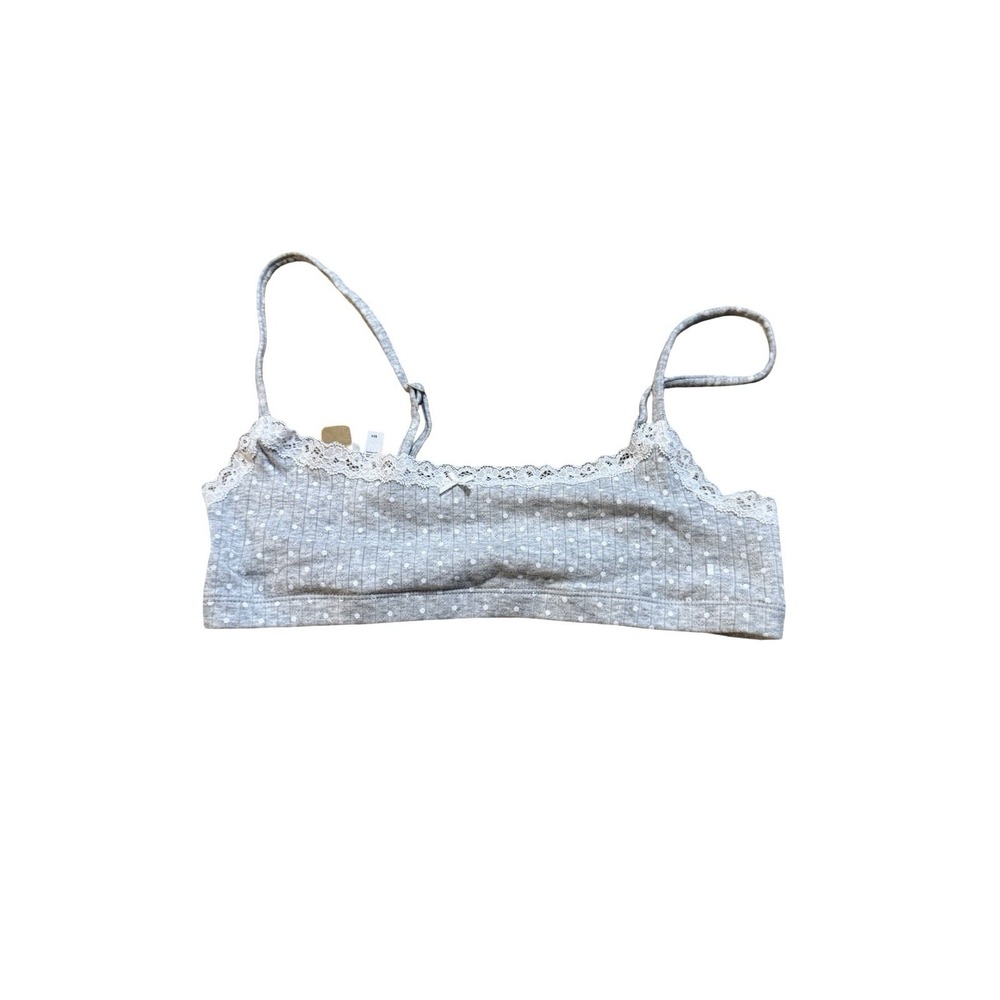 Skims Lightweight Cotton Pointelle Scoop Bralette - New - Heather Gray - Medium - Picture 2 of 5